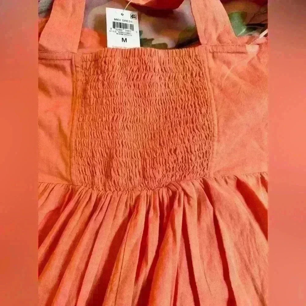 And Now Wear This- Women's Sweetheart-Neck Maxi Dress, Size Medium- Warm Peach - Picture 5 of 8